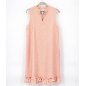 Sara Campbell Seersucker Ruffle Hem Mini Dress Sz L Orange White Striped‎ A-line